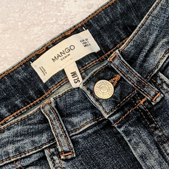 Mango High Waist Straight Leg Distressed Jeans 24 - Picture 5 of 14